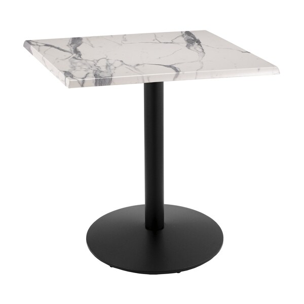 36" Tall OD214 Black Table Base 22" Diameter 30"x30" Square White Marble Top